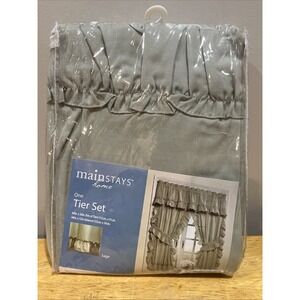 Vtg Mainstays Home Tier (60x36) & Swag Valance (60x12) Set‎ Green Sage